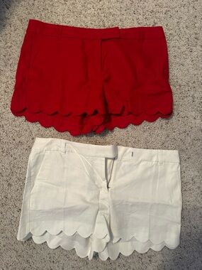 Women’s Red and White scalloped shorts JCrew